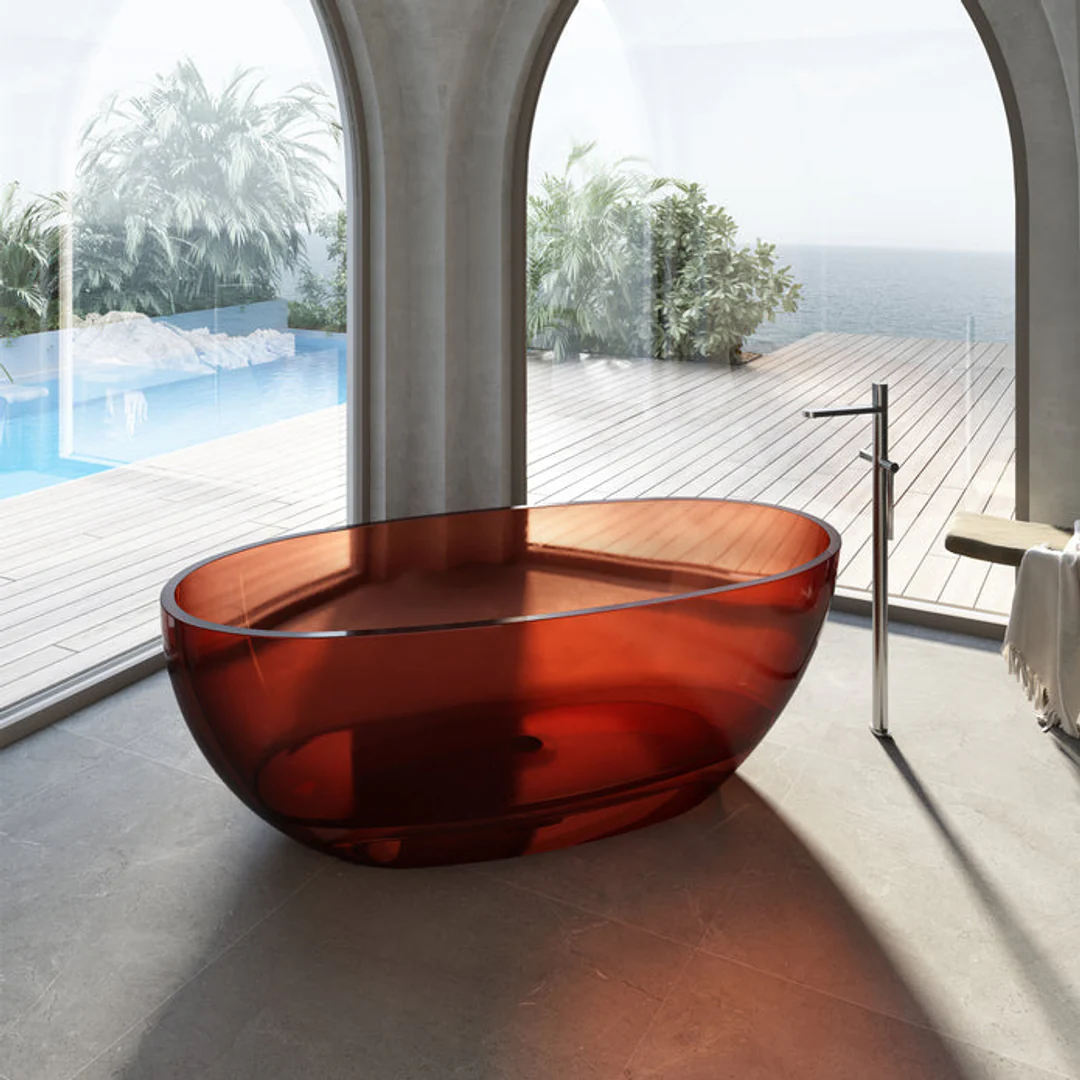 Cassa Design Wow Translucency Resin Stone Bath Amber Brown 1500mm - Image 4