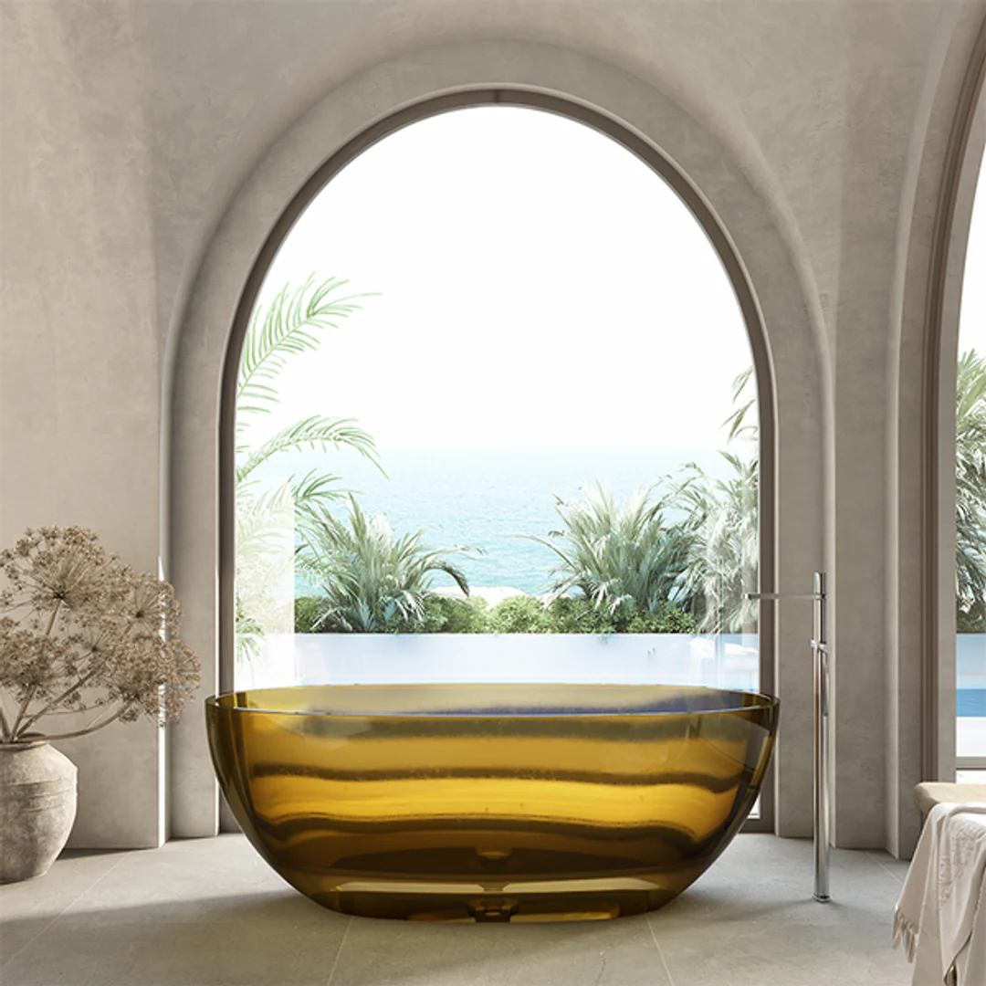 Cassa Design Wow Translucency Resin Stone Bath Opal Yellow 1650mm
