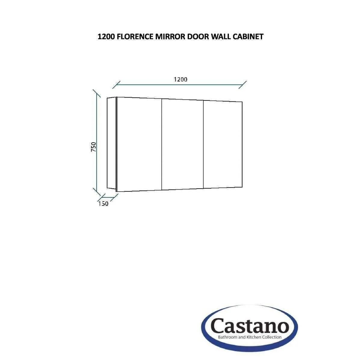 Castano Florence 1200mm Mirrored Wall Cabinet White - Image 5