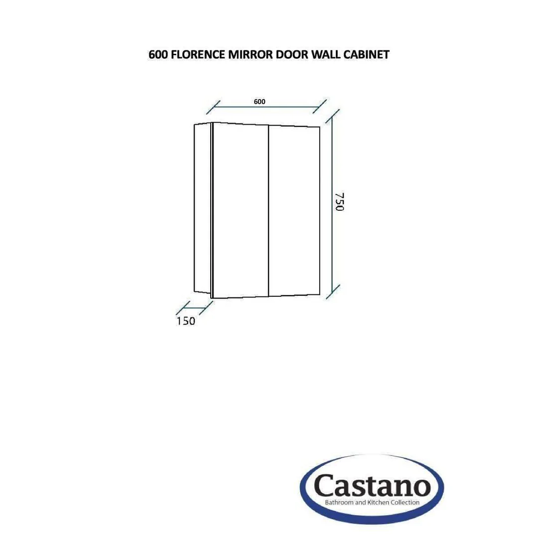 Castano Florence 600mm Mirrored Wall Cabinet White - Image 4