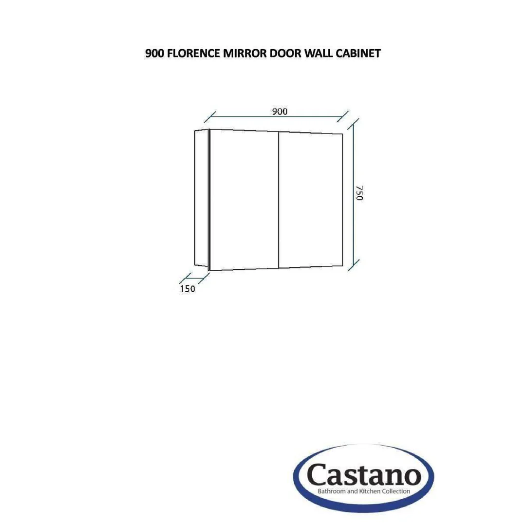 Castano Florence 900mm Mirrored Wall Cabinet White - Image 4