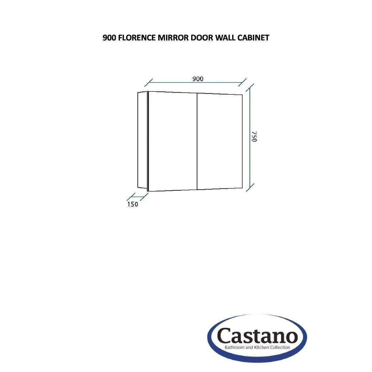 Castano Florence 900mm Mirrored Wall Cabinet White - Image 5