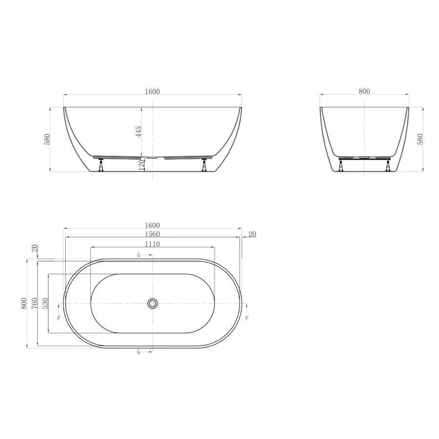 Castano Positano  Freestanding Bath 1800mm - Image 10