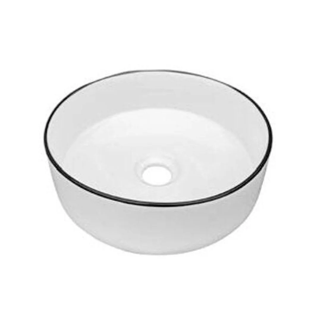 Castano Siera Round 360mm Slim Edge Vessel Basin White With Black Edge - Image 2