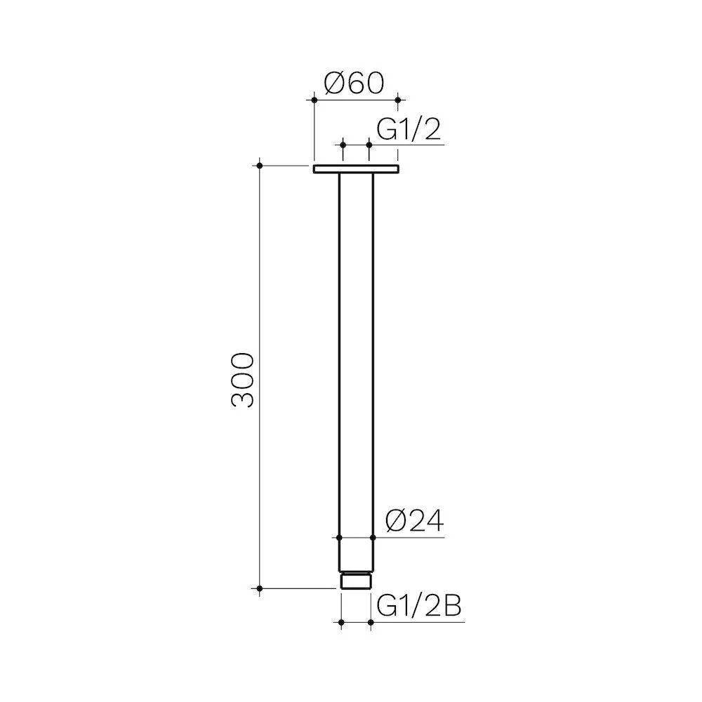 Clark Ceiling Arm 300mm - Chrome - Image 4