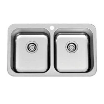 Clark Polar Double Bowl 1 Tap Hole Overmount S/Steel Sink