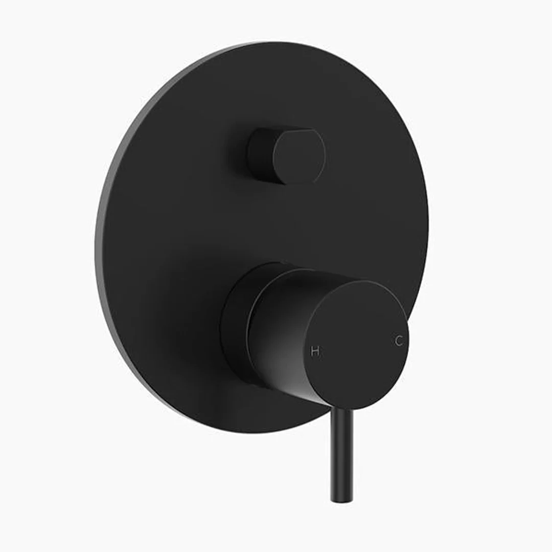Clark Round Pin Wall Mixer With Diverter - Matte Black - Image 2