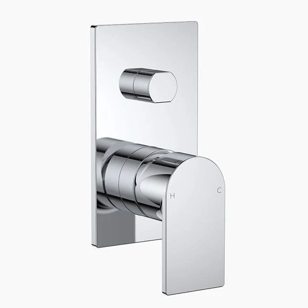 Clark Round Square Wall Mixer With Diverter - Chrome - Image 3