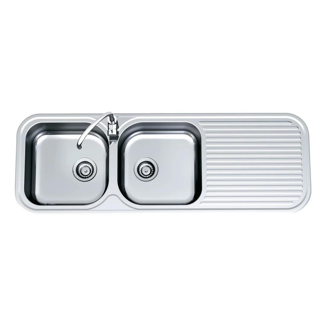 Clark S/S Sink Advance 3501F 1380X480 2 Bowl 1 Tap Hole Left