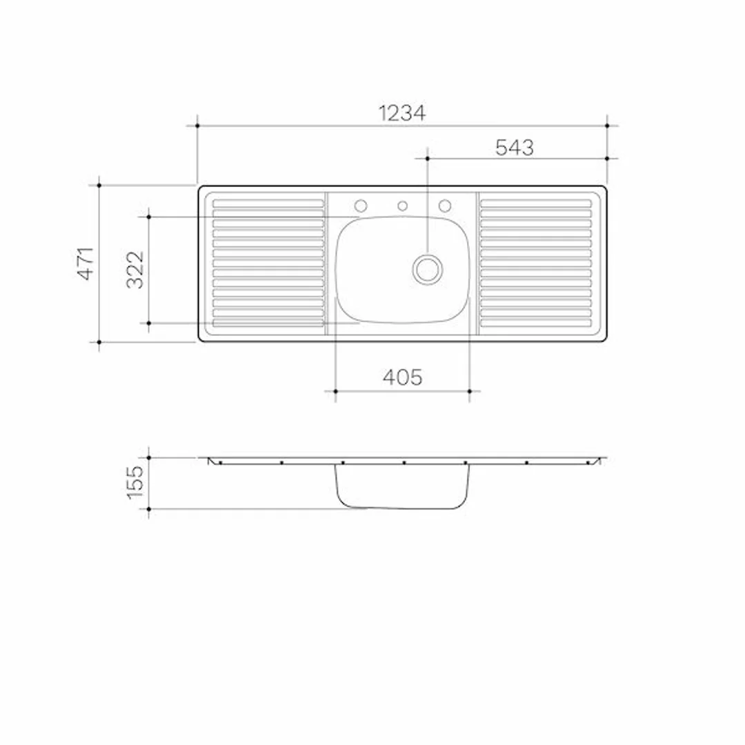 Clark S/S Sink F/Line 1012F 1234 Centre Sngl Bowl  1 Tap Hole - Image 3