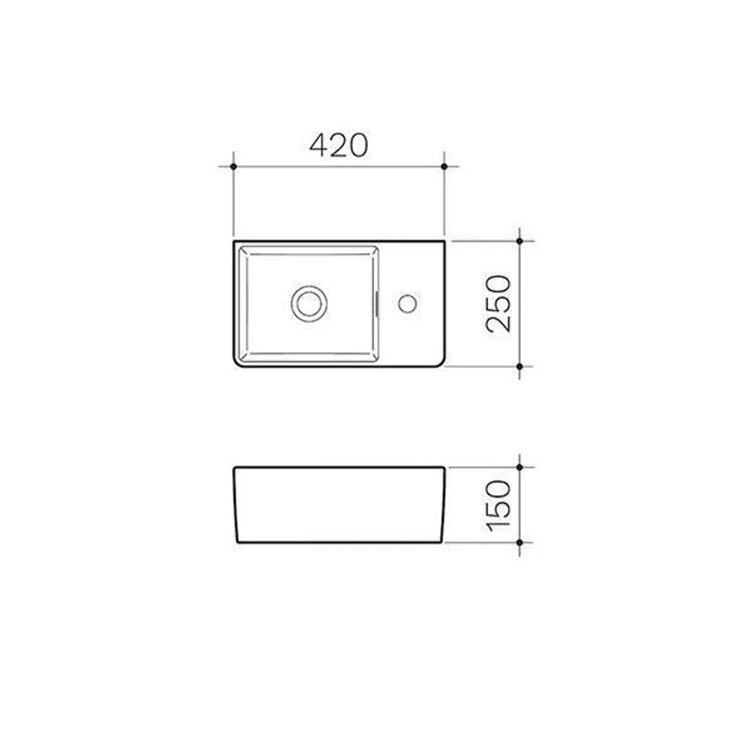 Clark Square Hand Wall Basin One Taphole - Image 4