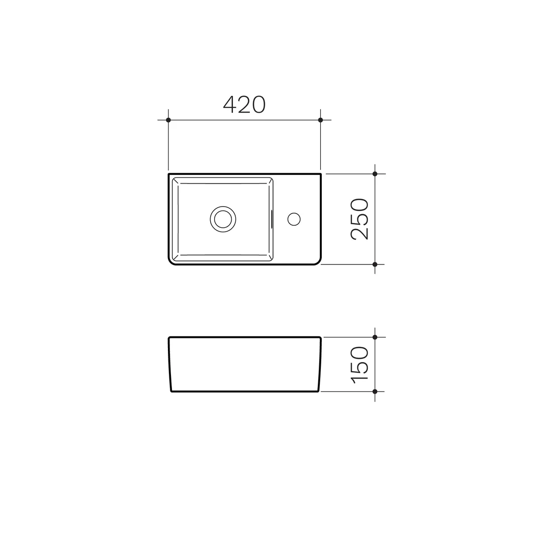 Clark Square Hand Wall Basin One Taphole - Image 6