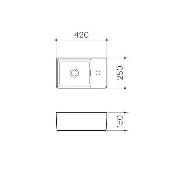 Clark Square Hand Wall Basin One Taphole - Image 8