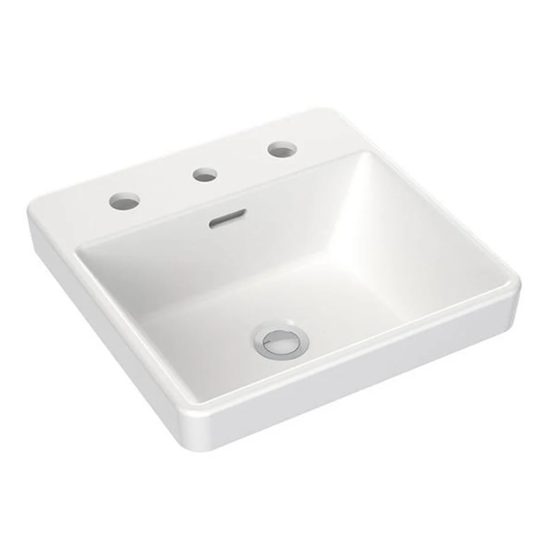 Clark Square Inset Basin With Tap Landing 400mm Three Tapholes