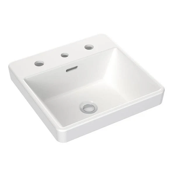 Clark Square Inset Basin With Tap Landing 400mm Three Tapholes - Image 3