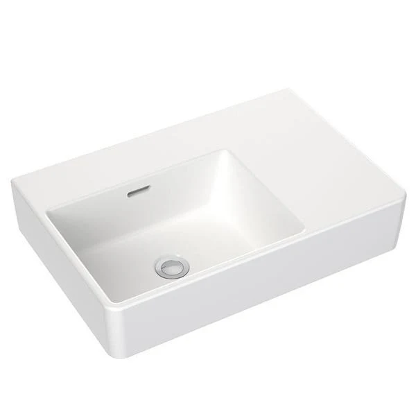 Clark Square Wall Basin Right Hand Shelf 600mm No Tapholes - Image 3