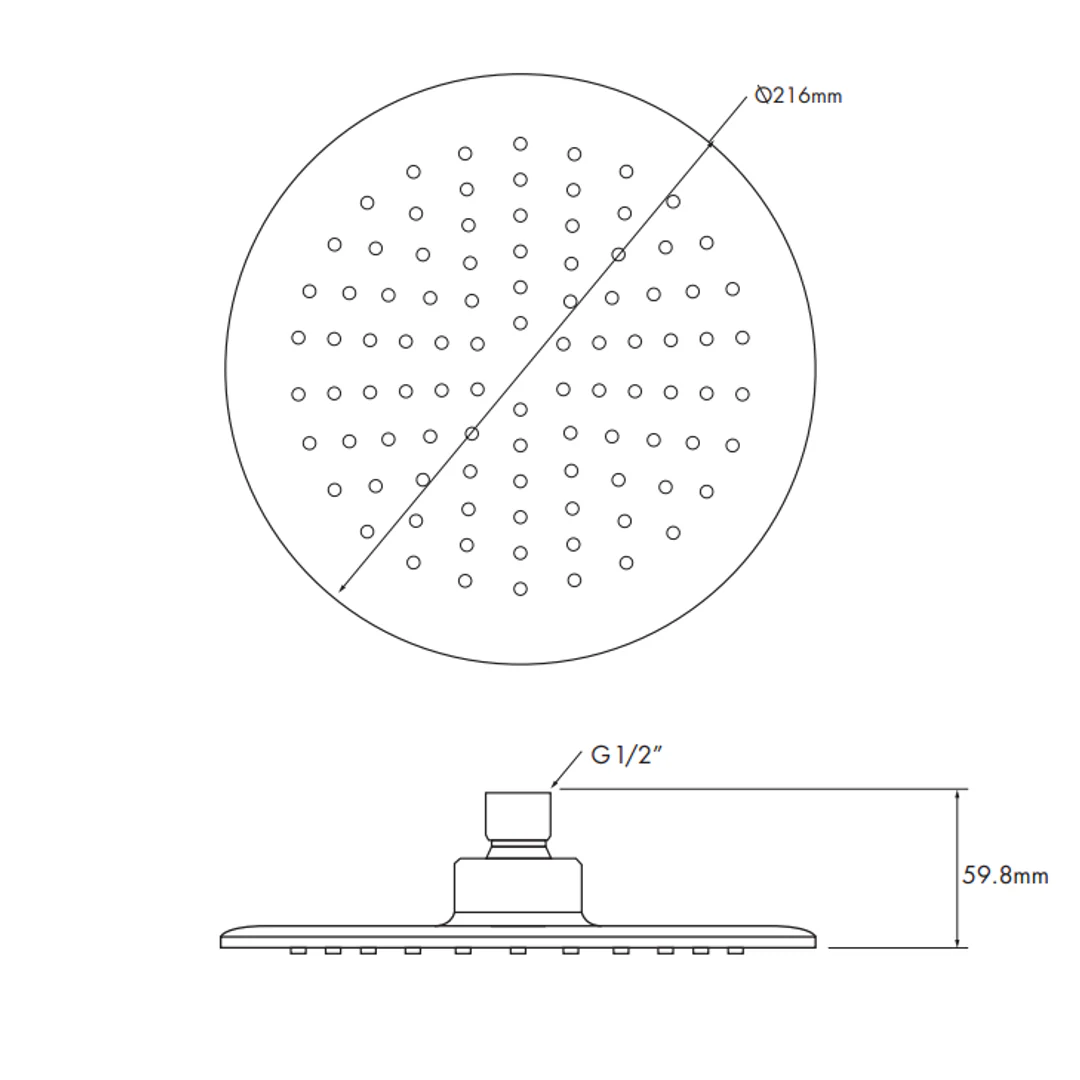 Collis Ino Round Abs Shower Head 216mm Chrome - Image 3