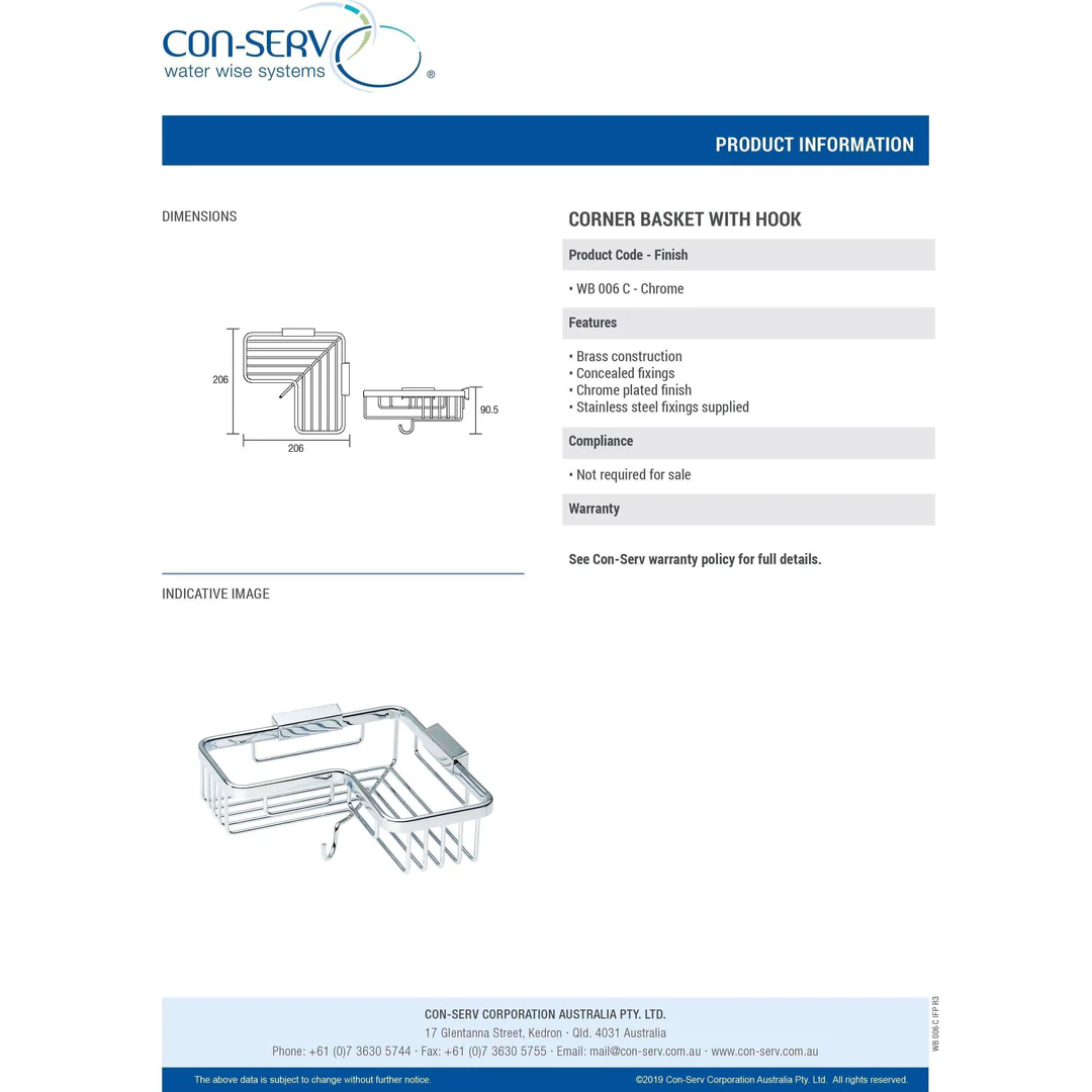 Con-Serv Corner Basket With Hook Chrome Wb006C - Image 4