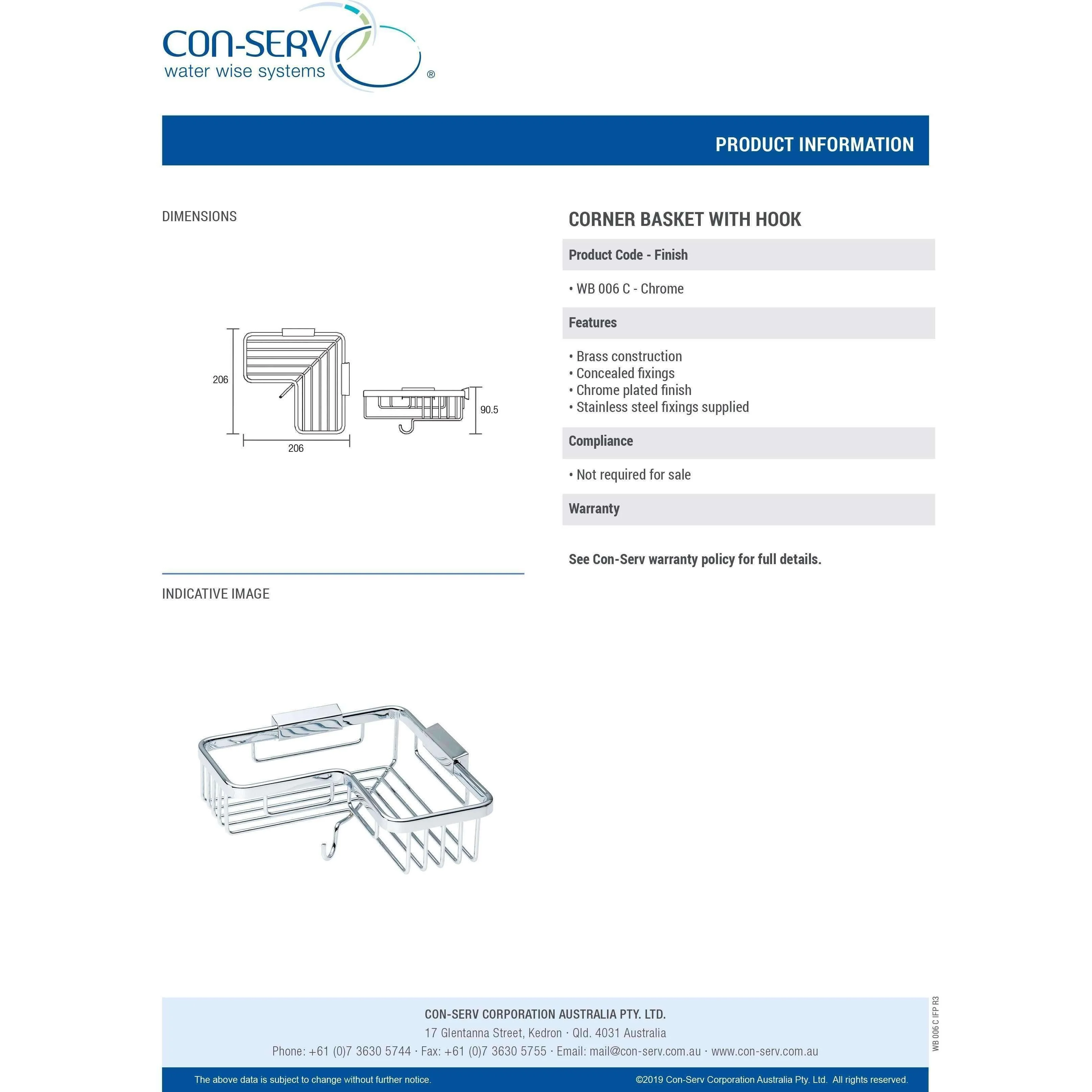 Con-Serv Corner Basket With Hook Chrome Wb006C - Image 5