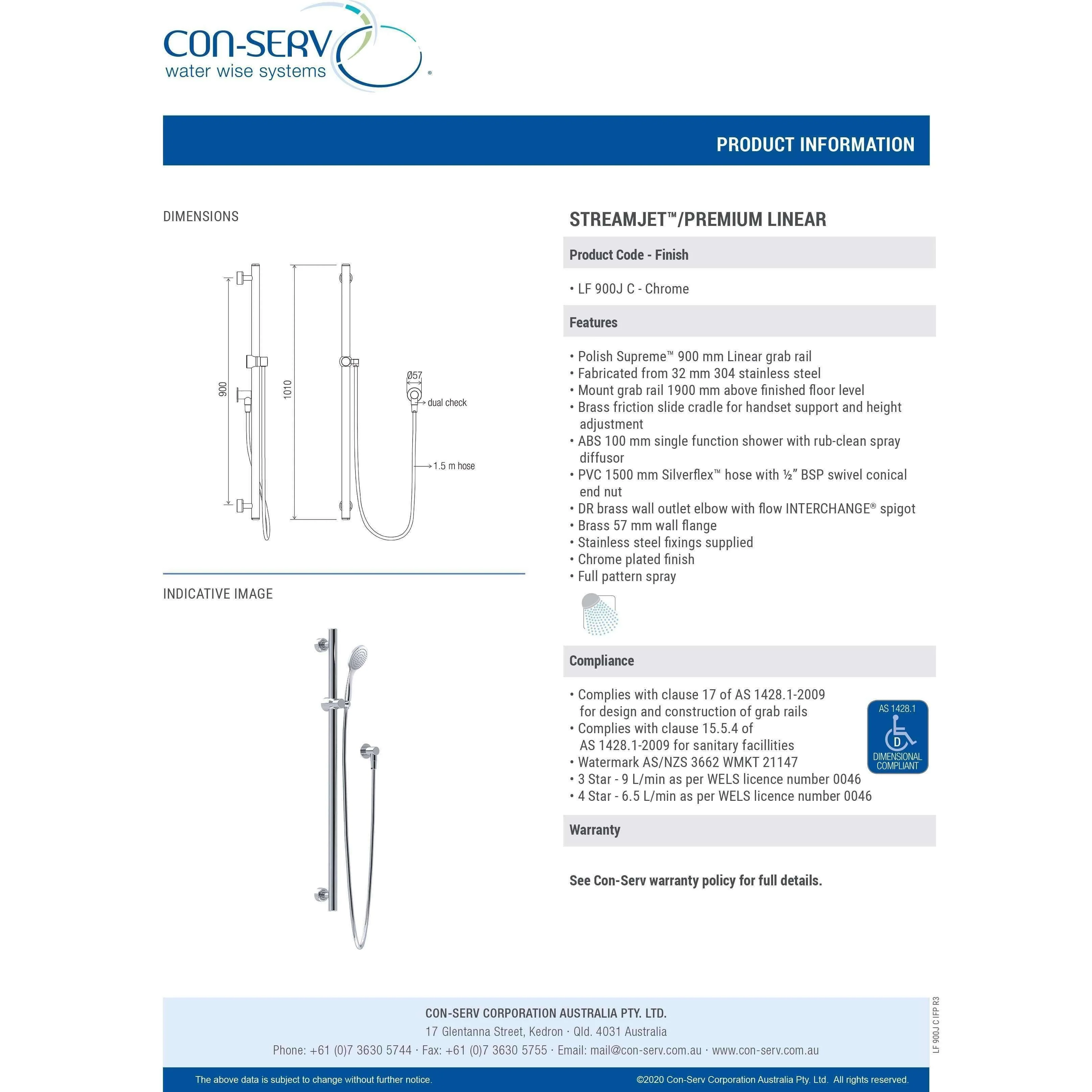 Con-Serv Linear Grab Rail/Shower Kit Chrome Lf900J-C - Image 5