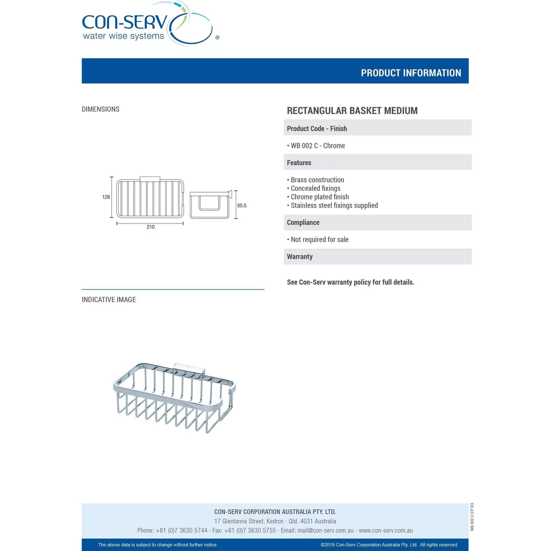 Con-Serv Rectangular Basket Medium Chrome Wb002C - Image 4