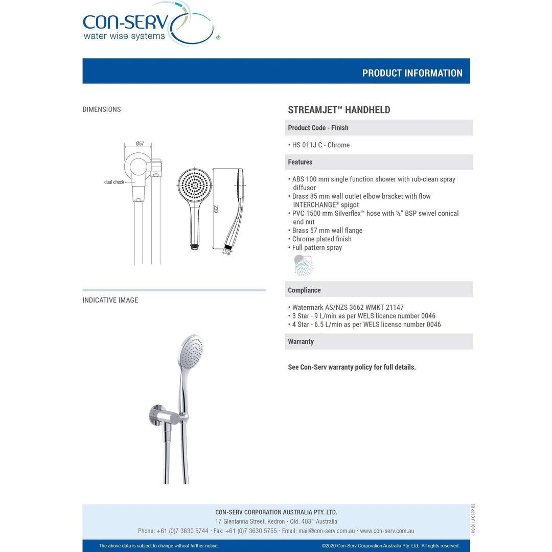 Con-Serv Streamjet Hand Shower On Bracket Chrome - Image 4