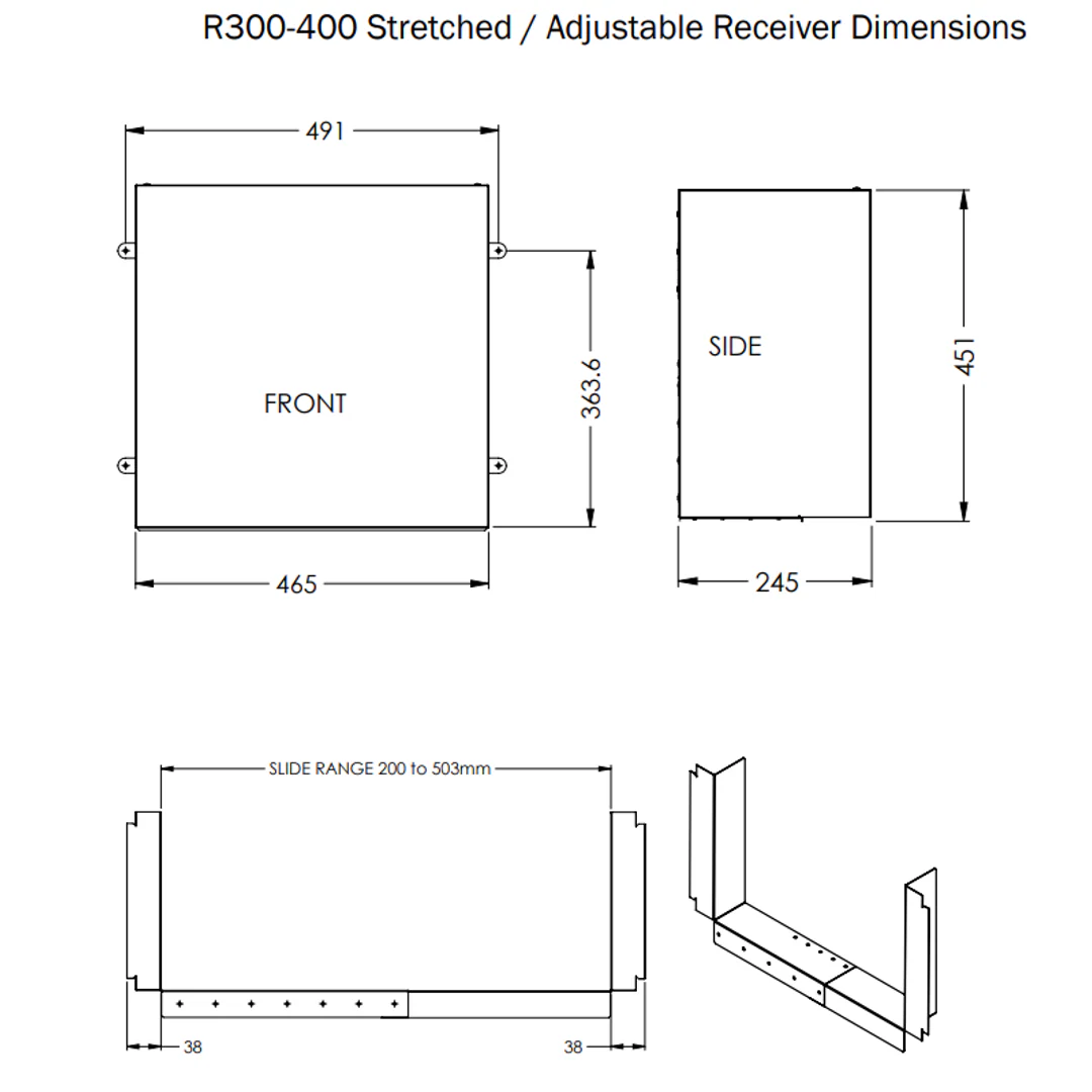 Dam Buster Stretched R300-400 Flatback Rainhead With Adjustable Receiver - Image 4