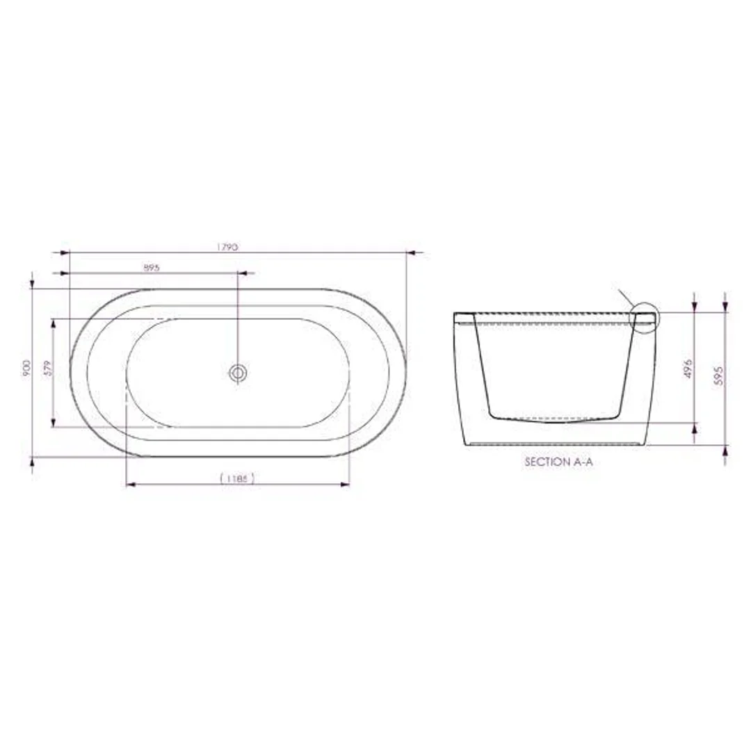 Decina Mintori Contour Freestanding 14 Jets Spa Bath 1790mm - Image 6