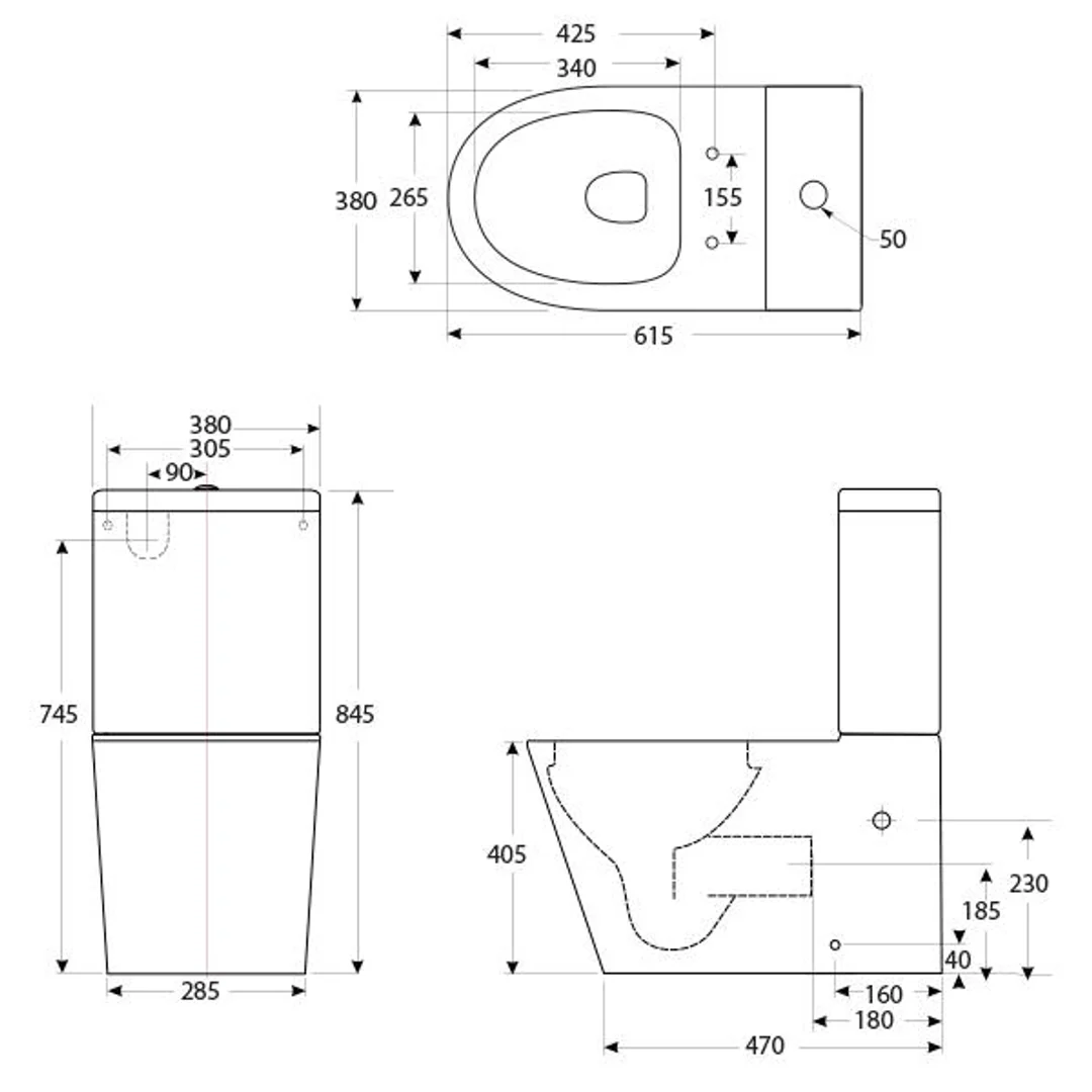 Decina Renee Rimless Wall Faced Toilet Suite - Image 4