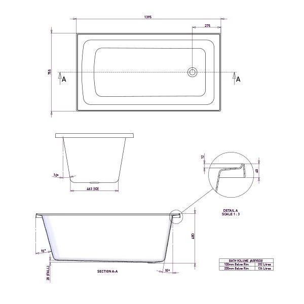Decina Shenski Inset Bath White 1510mm - Image 6