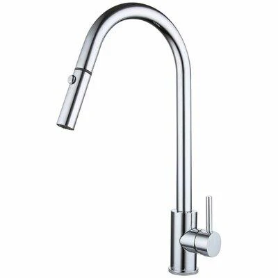 Di Lusso Acta Gooseneck Mixer Retractable Dual Spray Polished Silver - Image 3