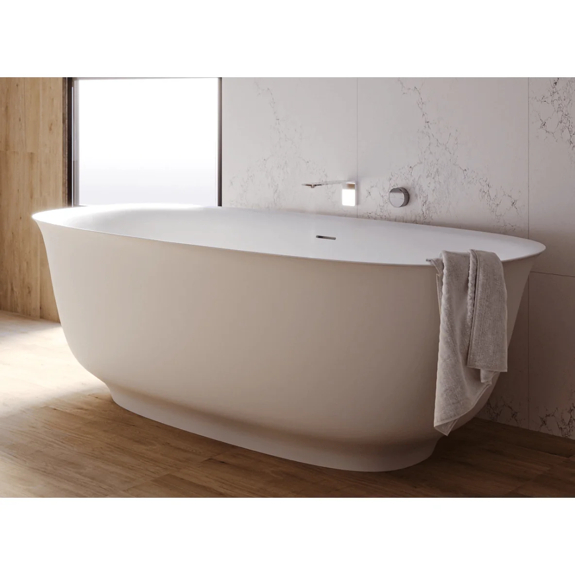 Domus Living Caria Stone Bath Matte White 1700mm