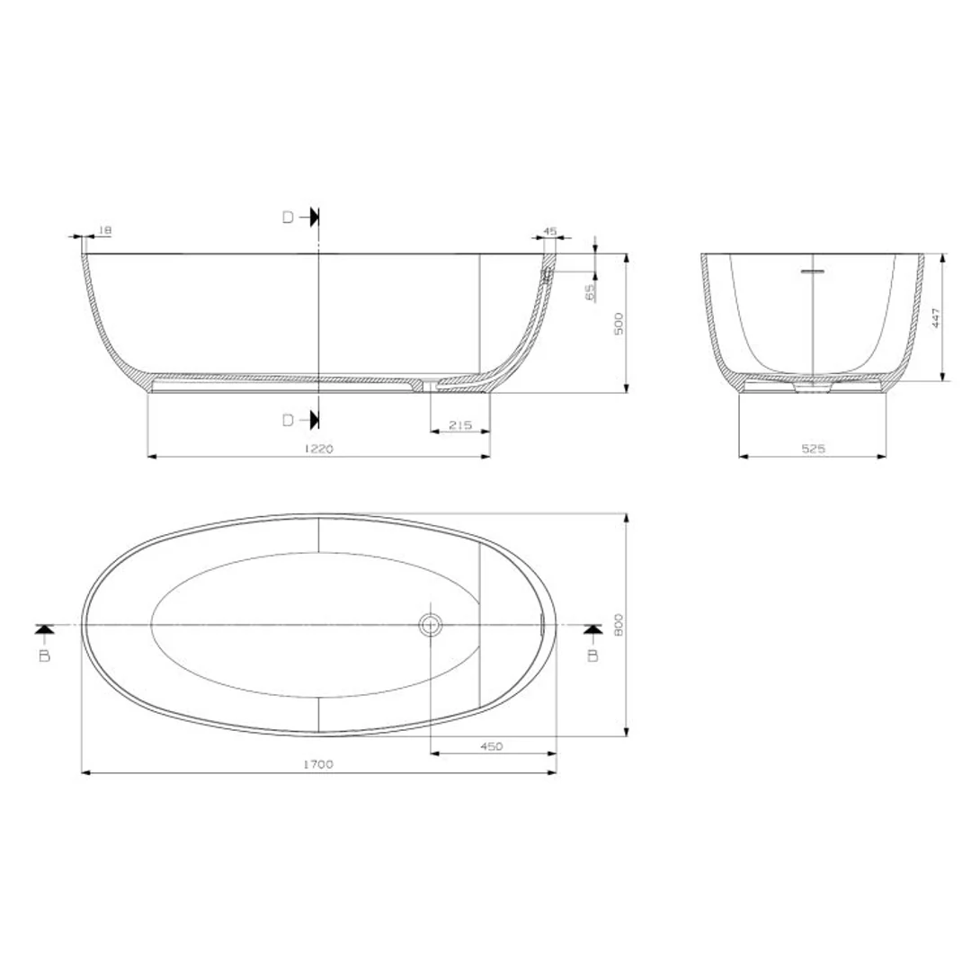 Domus Living Diana 170 Freestanding Bath Matte White 1700mm - Image 3