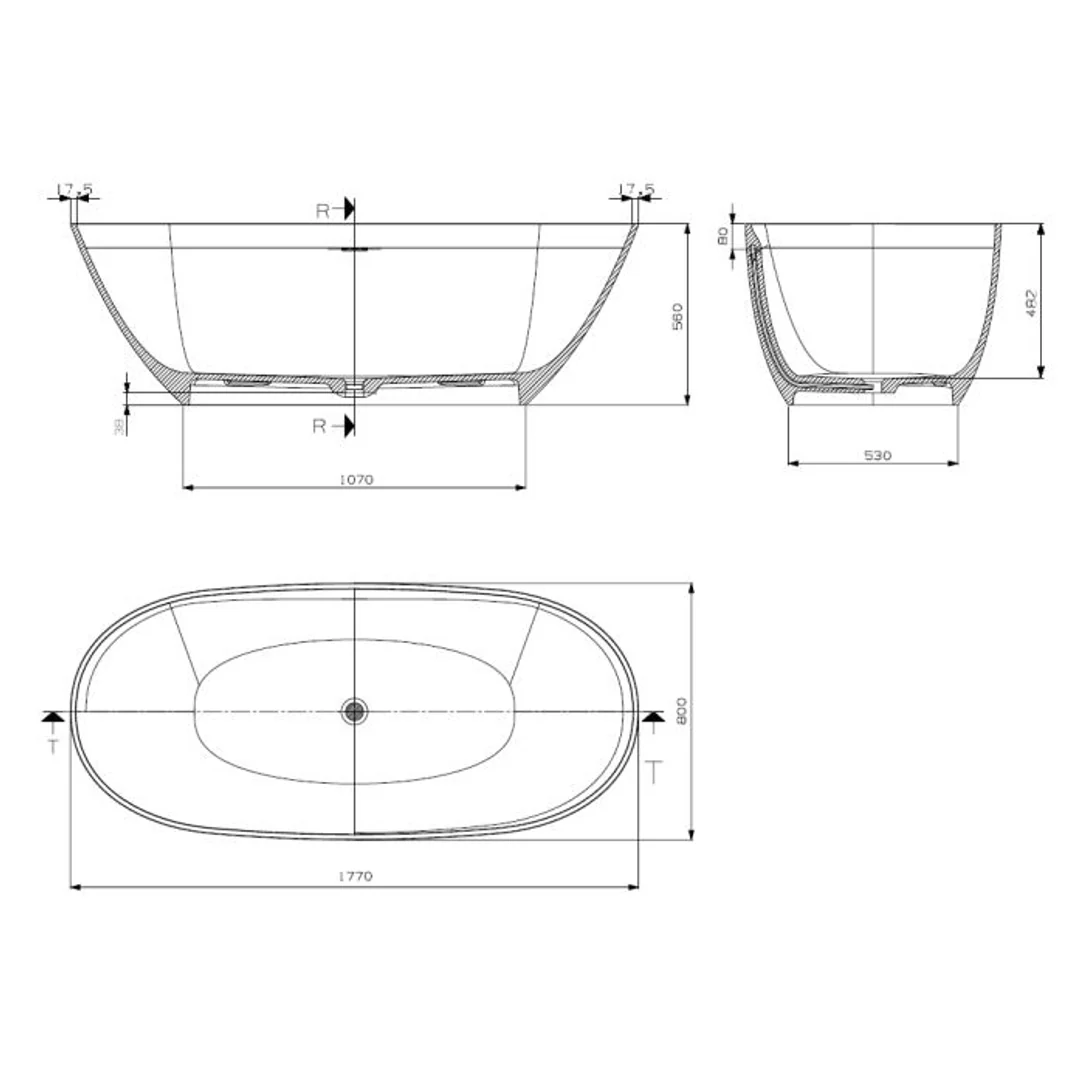 Domus Living Eona Freestanding Bath Matte White 1770mm - Image 3
