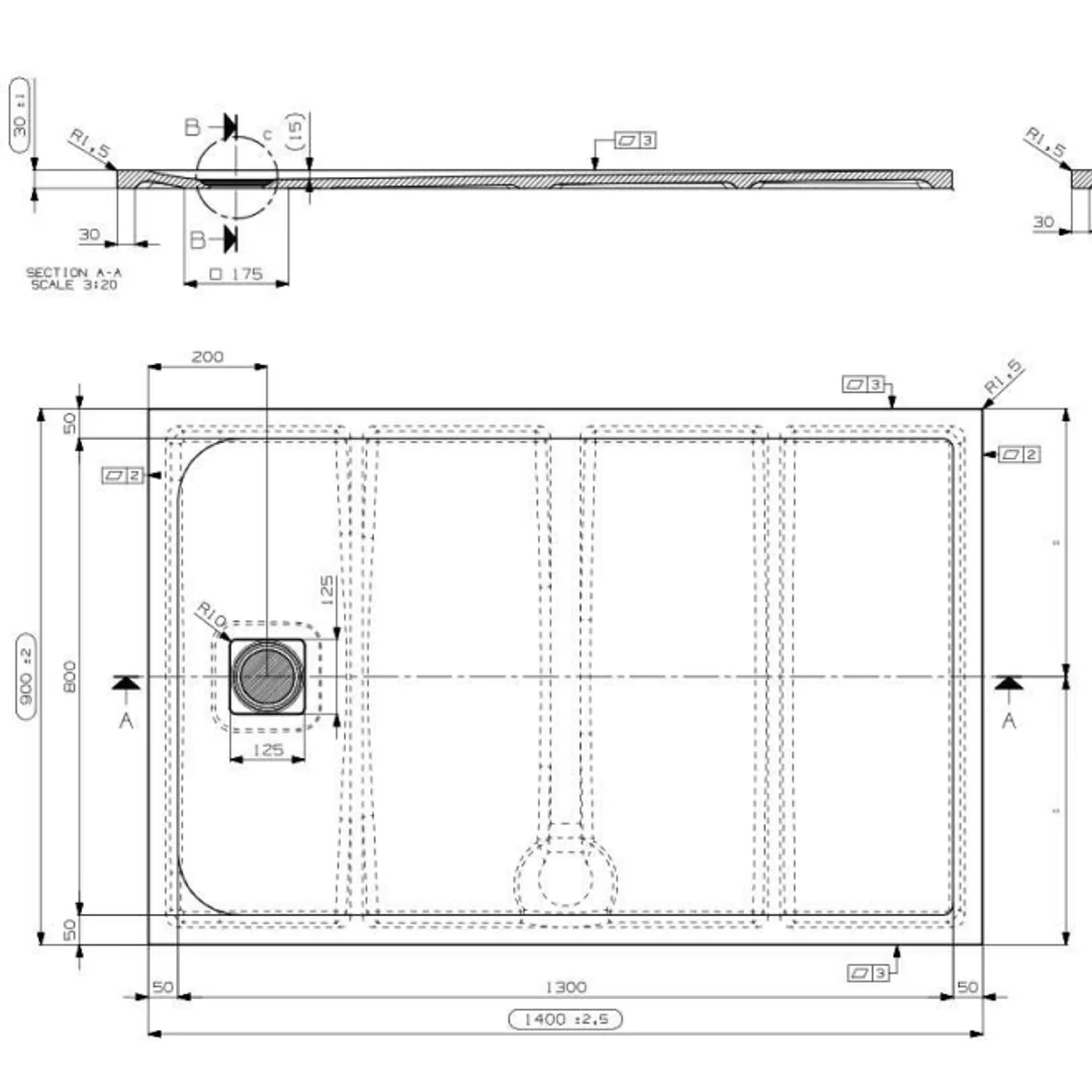 Domus Living Pietra Shower Tray 900mm X 1400mm - Image 2