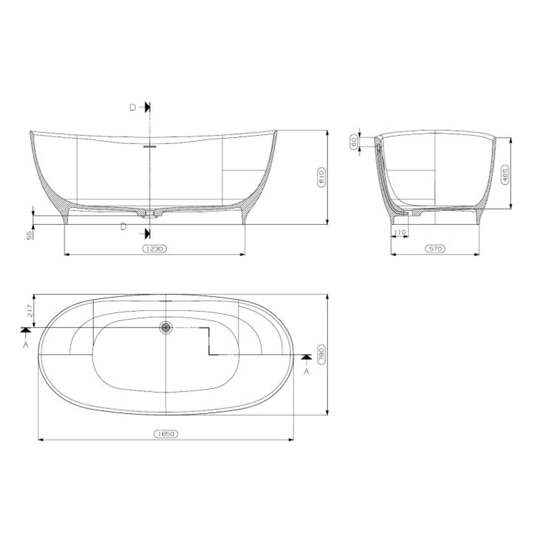 Domus Living Ulpia Freestanding Bath Matte White 1650mm - Image 3