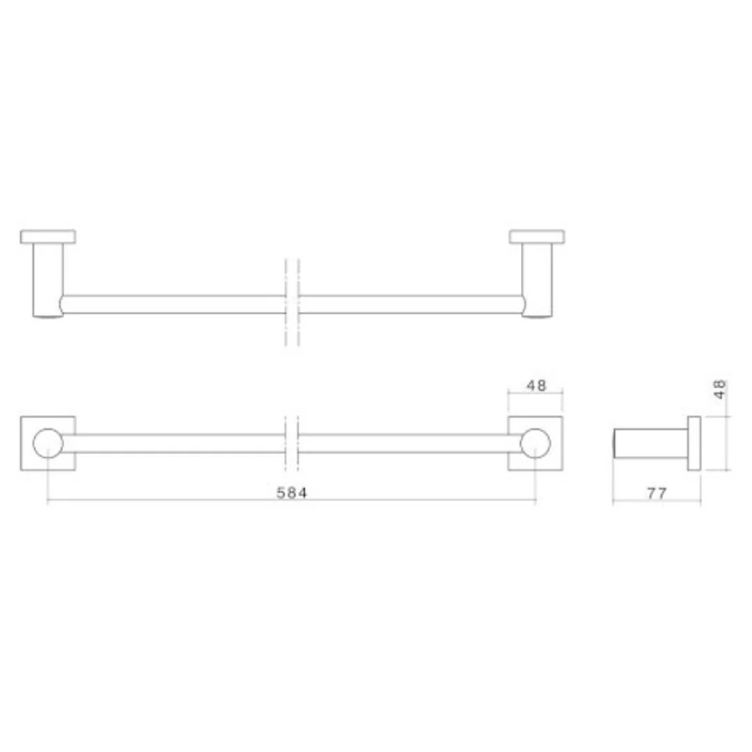Dorf Enix Single Towel Rail 600mm       Chrome - Image 3