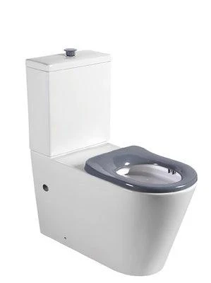 Ect Global Extracare Wall Faced Toilet Suite Inclduing Grey Seat And Button - Image 3