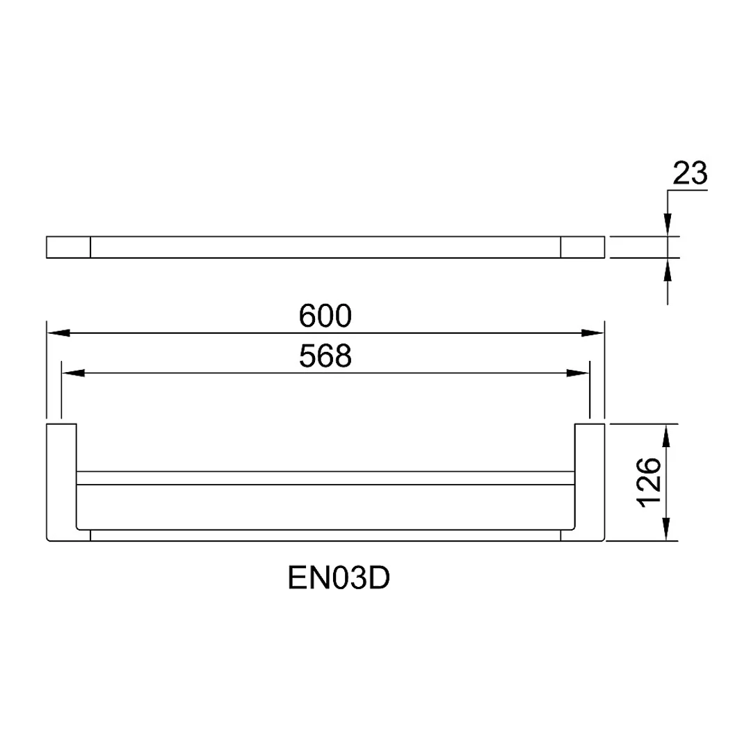 Streamline Eneo Double Towel Rail 60cm - Rose Gold PVD - Image 3