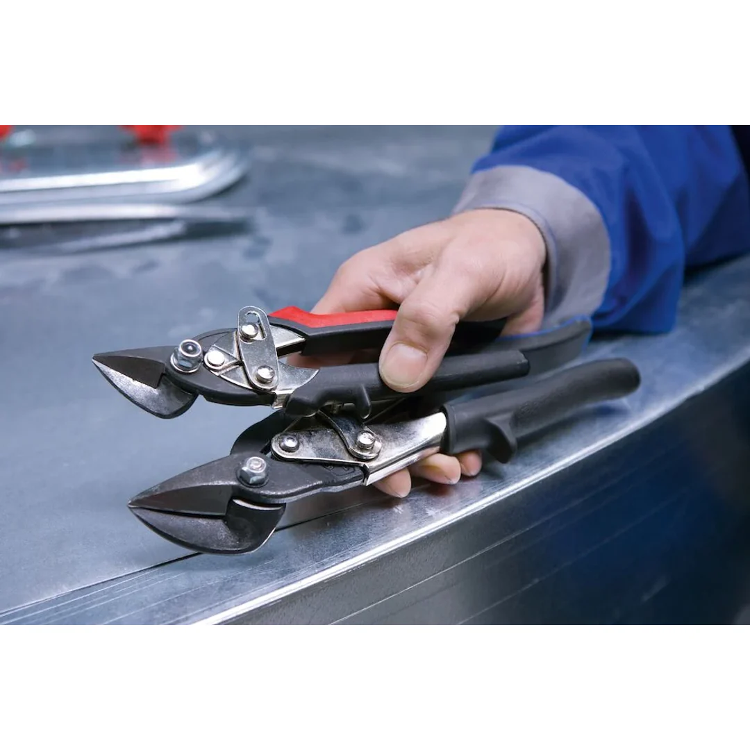 Erdi 180mm Offset Compound Action Tin Snips (Red) - Image 3