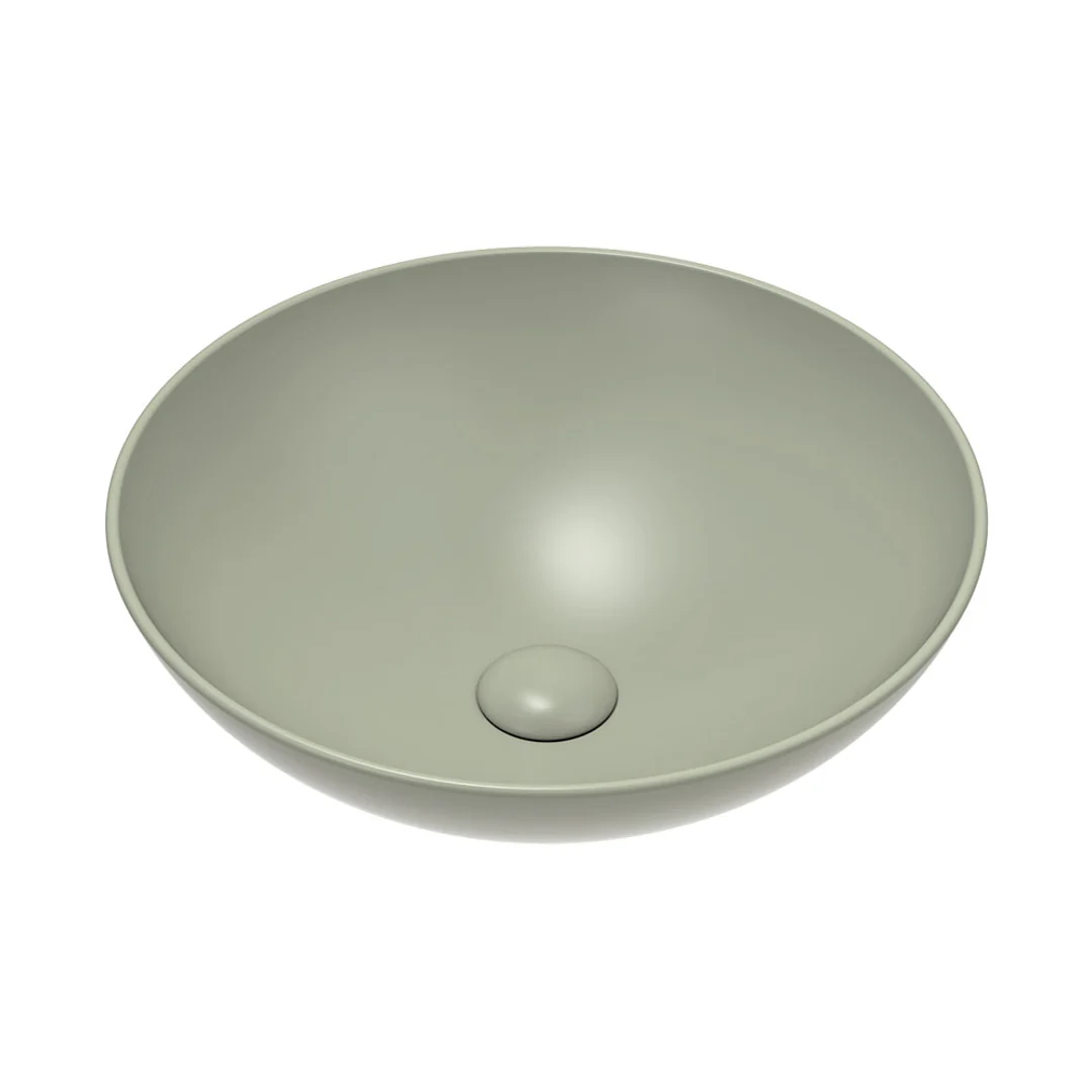 Fienza Aluca Slim Edge Basin 400mm Matte Olive Ceramic Above Counter