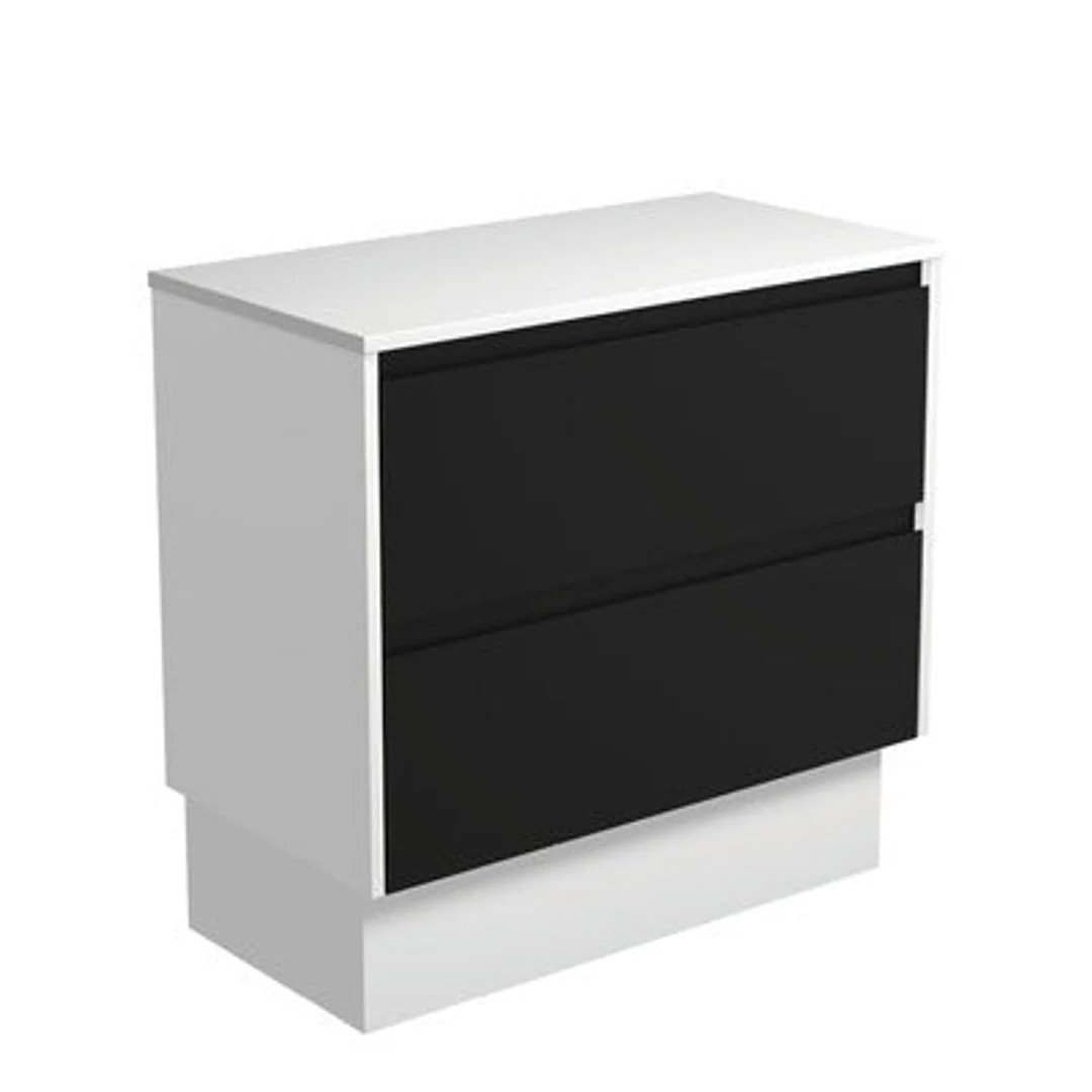 Fienza Amato 900mm Vanity Floor Standing Black Cab White Side Panels & Kick - Image 2