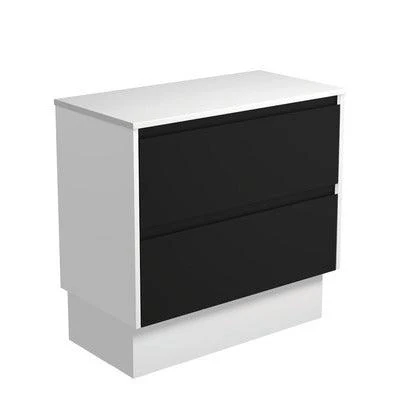 Fienza Amato 900mm Vanity Floor Standing Black Cab White Side Panels & Kick - Image 3
