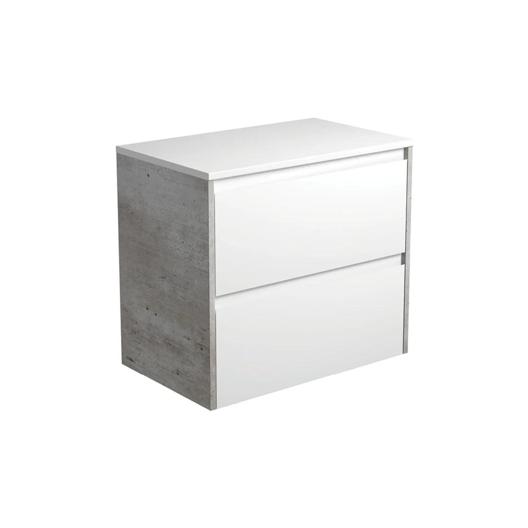 Fienza Amato Satin White 750Mm Wall Hung Vanity With Industrial Side Panels - 75Bwx - Image 2