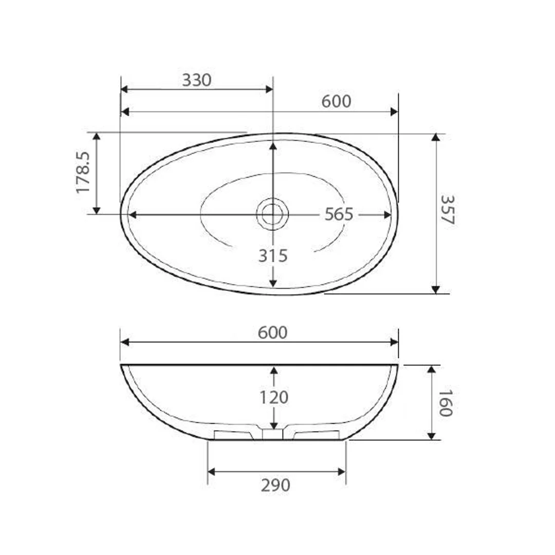 Bahama Mk11 Above Counter Cast Stone Basin(Fienza P#:Csb61) - Image 4