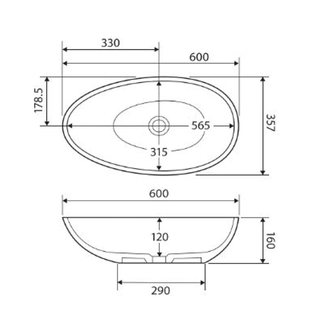 Bahama Mk11 Above Counter Cast Stone Basin(Fienza P#:Csb61) - Image 7