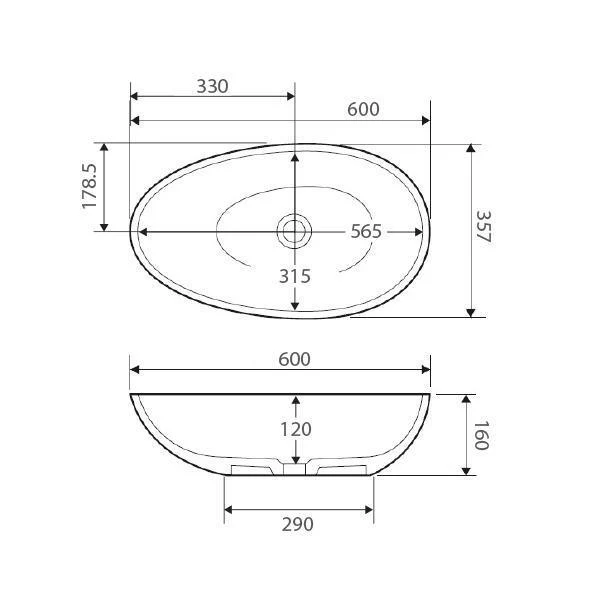 Bahama Mk11 Above Counter Cast Stone Basin(Fienza P#:Csb61) - Image 9