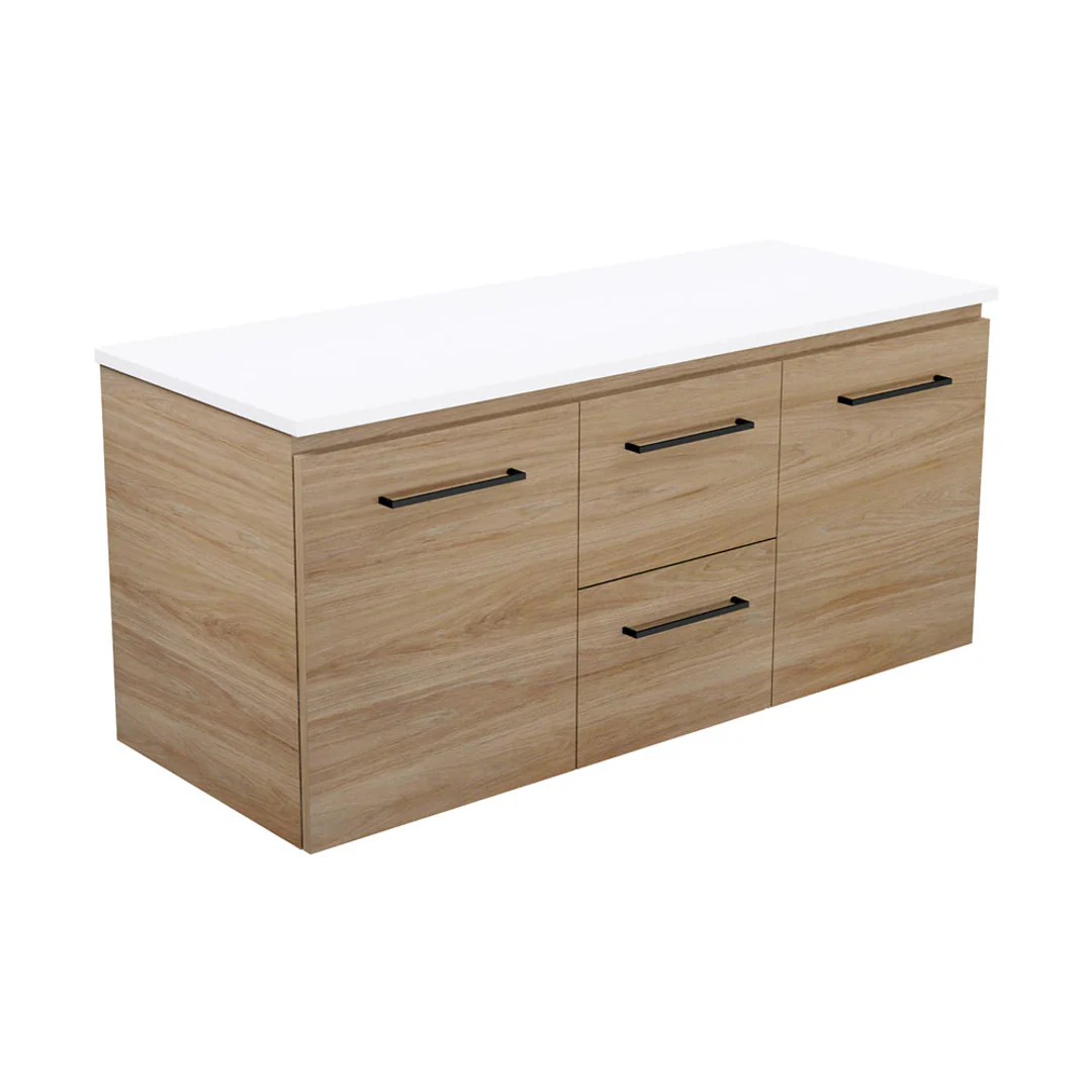 Fienza Carmen 1200 Sgl Wall Hung Vanity 2D/2Dr Australian Hardwood Basin Not Inc