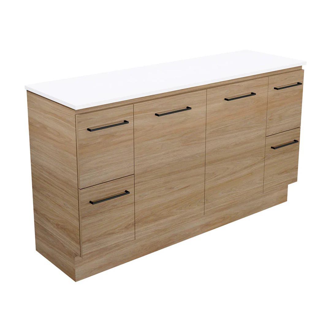 Fienza Carmen 1500 Dbl All Drawer Floor Standing Vanity Aust Hardwood Basin Not Inc