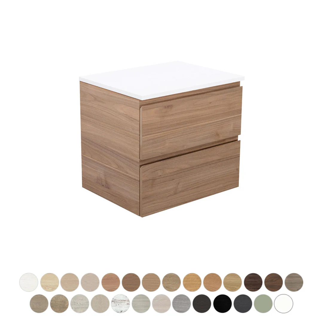 Fienza Carmen 600 All Drawer Wall Hung Vanity Ocean Top - Image 4